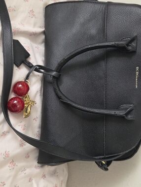 BCBGeneration Black Satchel with Red Cherry Charm